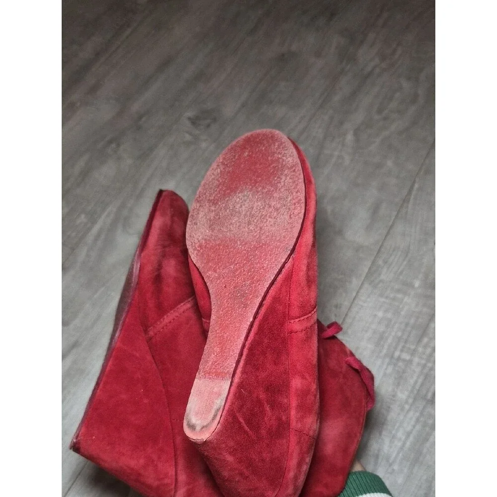 Didi Leather Red Suede Booties 39 Lace-Up Women's Ankle Boots